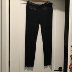Paige black pants with leather and zipper details